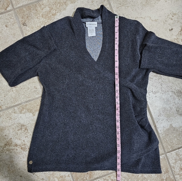 Soft Surroundings Petite Medium Charcoal Faux Wrap V-Neck Cozy Sweater Preppy - Picture 6 of 6